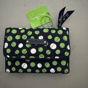 NWT Vera Bradley Black and Green Polka Dot Wallet